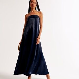 NWT! Abercrombie & Fitch Navy Strapless Dress with Scarf (and optional straps)
